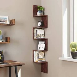 VASAGLE Bücherregal »LBC20BX LBC20WT LBC20BY LBC20BK LBC020M01«, Eckregal, Wandregal mit 5 Ablagen, Schlafzimmer, Wohnzimmer, weiß Grau, Nussbaumfarben, Schwarz, Vintage, Weiß -Vasagleau Geschaft 4fb549e0 6322 43b2 acda f5ce477655d0