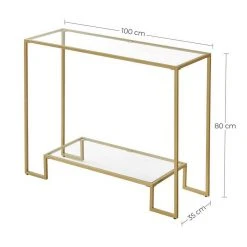 VASAGLE Konsolentisch »LGT023A01«, Beistelltisch, Stahlgestell, 100 x 35 x 80 cm, Wohnzimmer, goldfarben -Vasagleau Geschaft 507ea0ee 94b4 48da 9d20 eecb926e6142