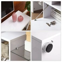 VASAGLE Lowboard »LTV14WT«, TV-Schrank, Fernsehschrank, TV-Regal, mit LED-Beleuchtung, für Fernseher bis 60 Zoll, 140 x 35 x 45 cm -Vasagleau Geschaft 50ca064e ec5a 40ac a1b2 3996ded7046e