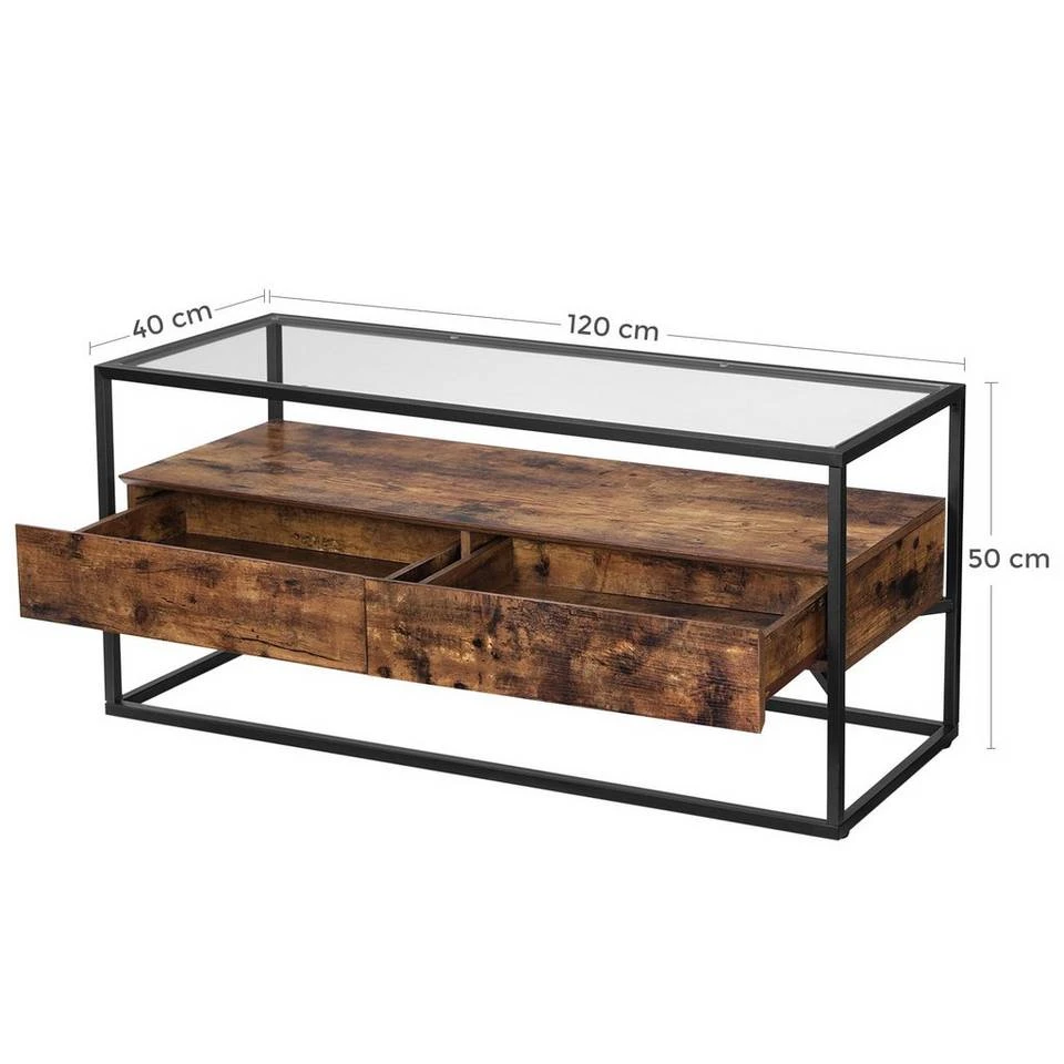 VASAGLE Lowboard »LTV051B01«, TV-Regal, Fernsehtisch, Couchtisch, Glastisch, vintage 11 VASAGLE Lowboard »LTV051B01«, TV-Regal, Fernsehtisch, Couchtisch, Glastisch, vintage – Bild 9