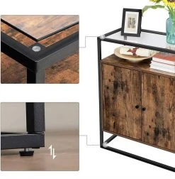 VASAGLE Sideboard »LSC013B01«, Küchenschrank, Konsolentisch mit Glasoberfläche, Stahlgestell, Industrie-Design, vintage -Vasagleau Geschaft 55f537d9 c2b8 4e2a a334 9e9f616e0f66