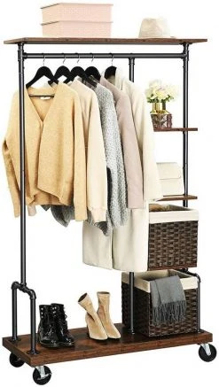 VASAGLE Kleiderständer »HSR66BX«, Schwerlast Garderobenständer auf Rollen, vintage -Vasagleau Geschaft 5633f3f2 d998 4de5 bef1 01c78e834e7b