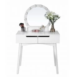 VASAGLE Schminktisch »RDT11WL RDT11BL«, Frisiertisch, Kosmetiktisch, mit Beleuchtung und gepolsterter Hocker Schwarz, Weiß -Vasagleau Geschaft 56b197a8 5e68 4850 a6c0 9ff51298eed3