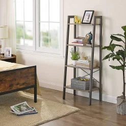 VASAGLE Standregal »LLS44MG LLS44X LLS45X«, Bücherregal, Leiterregal mit 4 Ebenen, vintage Grau -Vasagleau Geschaft 570f359c 55ea 43e7 8ae8 ccbcdb3d03c1