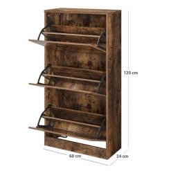 VASAGLE Schuhschrank »LBC03« Schuhregal mit 3 Klappen und Ebenen, perfekt für schmale Flure, 60 x 24 x 120 cm (L x B x H) Eichenfarben, Vintage, Wei&szlig; -Vasagleau Geschaft 5a4dd1ee 5e08 4be7 9eca 0d1bac85b9a8