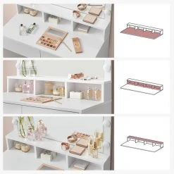 VASAGLE Schminktisch »RDT120T10«, Frisiertisch, Kosmetiktisch mit 9 LED-Glühbirnen und Spiegel, einstellbare Helligkeit, 2 Schubladen und 3 offene Fächer -Vasagleau Geschaft 5b20b870 c4a6 4e7b a94e 1174eda6099b
