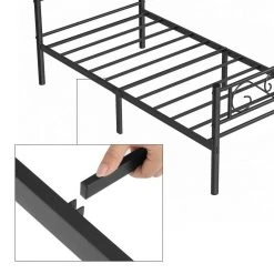 VASAGLE Metallbett »RMB061 RMB063«, Einzelbett, Doppelbett, mit Lattenrost und Bettgestell, für kleine Räume, Gästebett Schwarz, Weiß -Vasagleau Geschaft 5c474c4b 7d23 4abf acd5 5a0bc890e454