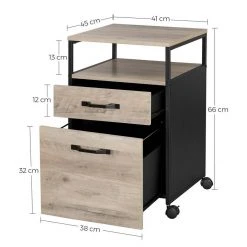 VASAGLE Aktenschrank »OFC71X OFC071B02« Rollcontainer mit 2 Schubladen, vintage Greige-schwarz -Vasagleau Geschaft 5e15dd8f 4160 4c96 9c4a e2b18c8d98cd