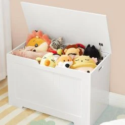 VASAGLE Spielzeugtruhe »LHS11WT«, Spielzeugkiste, Sitztruhe, Sitzbank, großer Kapazität, 2 Sicherheitsscharniere, 76 x 40 x 48 cm (L x B x H)