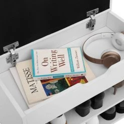 VASAGLE Schuhbank »LHS20WT«, Schuhregal mit Klappdeckel und gepolstertem Sitzbank, mit 2 Fächern, 60 x 30 x 44 cm -Vasagleau Geschaft 61a8fda6 f8a0 49e0 b34a afca588d35b6