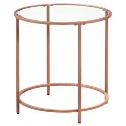 VASAGLE Beistelltisch »LGT20G/020B01«, Beistelltisch rund, kleiner Couchtisch, Glastisch mit Metallgestell, Nachttisch, Sofatisch Gold, Ros&eacute;gold, Schwarz -Vasagleau Geschaft 621f589d 9528 4abf 9042 c1771c33c782