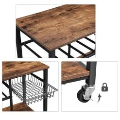 VASAGLE Standregal »KKS80X«, Küchenwagen, Küchenregal, Weinregal, mit Metallkorb und Flaschenhalterung -Vasagleau Geschaft 670e770e 6f69 48a9 b083 c593409a7bb4