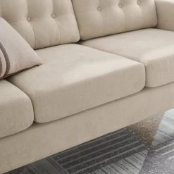 VASAGLE 3-Sitzer »LCS101«, Couch fürs Wohnzimmer, Polyester, 177 x 72 x 86 cm (L x B x H) Beige, Grau -Vasagleau Geschaft 6783ea95 506b 4181 927a 7ae22e19382a