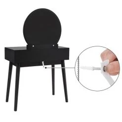 VASAGLE Schminktisch »RDT11BK RDT11K«, Frisiertisch, mit rundem Spiegel und gepolstertem Hocker, 2 große Schubladen Schwarz | schwarz, Wei&szlig; | natur -Vasagleau Geschaft 6bdfe537 84f4 41cd 94a3 8f97cb8aa83c