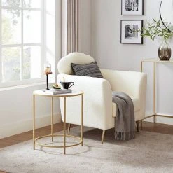 VASAGLE Beistelltisch »LET282A10«, Nachttisch, rund, mit Oberfläche aus Holzspanplatte und goldfarbenem Metallrahmen, weiß-goldfarben 13 VASAGLE Beistelltisch »LET282A10«, Nachttisch, rund, mit Oberfläche aus Holzspanplatte und goldfarbenem Metallrahmen, weiß-goldfarben -Vasagleau Geschaft 6be24cc6 6743 4876 8927 0f3284cd7337