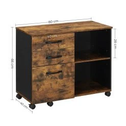 VASAGLE Aktenschrank »OFC041B01« Rollcontainer, frei beweglich, mit Rollen und 3 Schubladen, Druckerständer, vintage -Vasagleau Geschaft 6be69592 2c92 46c6 a1bd c298e657ae41