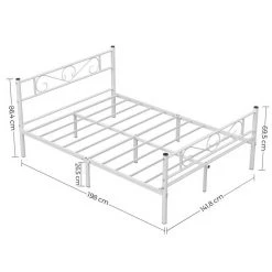 VASAGLE Metallbett »RMB061 RMB063«, Einzelbett, Doppelbett, mit Lattenrost und Bettgestell, für kleine Räume, Gästebett Schwarz, Weiß -Vasagleau Geschaft 6c083c2a 674e 447a 9c98 15dc379e0e0e