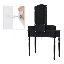 VASAGLE Schminktisch »RDT60WT RDT60BK«, Frisiertisch, Kosmetiktisch mit 3-teiliger Klappspiegel,mit Hocker Schwarz, Wei&szlig; -Vasagleau Geschaft 6e634515 cc40 4f9f bedc 2b2a95c0934d