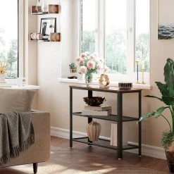 VASAGLE Konsolentisch »LNT81BX LNT081B02«, Flurtisch mit 2 Gitterablagen, Beistelltisch, Sideboard, Wohnzimmer, Flur, schmal, vintage Greige-schwarz -Vasagleau Geschaft 74d6f8c2 8b6b 4371 b9ee 3a2e06c4ae3b