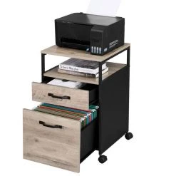 VASAGLE Aktenschrank »OFC71X OFC071B02« Rollcontainer mit 2 Schubladen, vintage Greige-schwarz -Vasagleau Geschaft 75c13edf 2221 4b43 ad70 d58fde2794e0