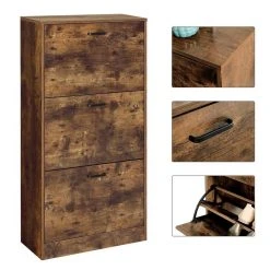 VASAGLE Schuhschrank »LBC03« Schuhregal mit 3 Klappen und Ebenen, perfekt für schmale Flure, 60 x 24 x 120 cm (L x B x H) Eichenfarben, Vintage, Wei&szlig; -Vasagleau Geschaft 763e3b05 9363 47ae b620 2addb8abe363