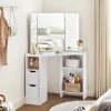 VASAGLE Schminktisch »RDT121T10«, Eckschminktisch, Frisiertisch,3-teiliger Klap pspiegel, 2 Schubladen, 3 offene Fächer -Vasagleau Geschaft 770167ff e42c 4e3b be58 93b8e26339d4