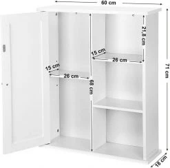 VASAGLE Badkommode »BBC20WT«, Hängeschrank, Wandschrank, Badschrank, 60 x 71 x 18 cm, weiß -Vasagleau Geschaft 772d626f db5a 42da a573 ebe62fbd653e