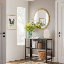 VASAGLE Konsolentisch »LNT81BX LNT081B02«, Flurtisch mit 2 Gitterablagen, Beistelltisch, Sideboard, Wohnzimmer, Flur, schmal, vintage Greige-schwarz -Vasagleau Geschaft 7785866c d1cd 4aee aa8e f68c269101b4