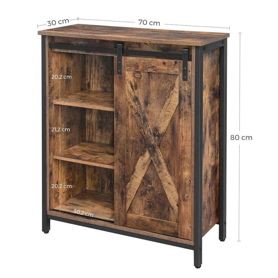 VASAGLE Aktenschrank »LSC88BX« Sideboard mit Schiebetür und verstellbaren Regalebenen, Homeoffice, Flur, Wohnzimmer, 70 x 30 x 80 cm, vintage 9 VASAGLE Aktenschrank »LSC88BX« Sideboard mit Schiebetür und verstellbaren Regalebenen, Homeoffice, Flur, Wohnzimmer, 70 x 30 x 80 cm, vintage – Bild 7