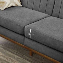 VASAGLE 3-Sitzer »LCS030«, Couch für Wohnzimmer, Beine aus Massivholz, Mid-Century Stil, 191 x 80,5 x 86 cm Beige, Grau -Vasagleau Geschaft 783c0e63 b06f 417c 8f0a 5548ebab1d3e