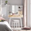 VASAGLE Schminktisch »RDT32K«, Frisiertisch, Kosmetiktisch mit Hocker, 4 Schubladen, weiß-naturfarben -Vasagleau Geschaft 7965a1c6 a058 4861 9f3f d68d8fa226a7