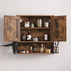 VASAGLE Hängeschrank »BBK123B01« Wandschrank mit 2 Türen, verstellbar, mit Haartrocknerhalter, Industrie-Design, vintage -Vasagleau Geschaft 7a816f32 1751 4865 9cab 192f00fb491a