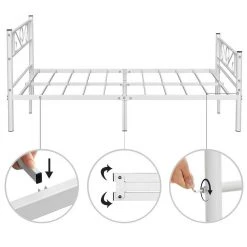 VASAGLE Metallbett »RMB061 RMB063«, Einzelbett, Doppelbett, mit Lattenrost und Bettgestell, für kleine Räume, Gästebett Schwarz, Weiß -Vasagleau Geschaft 7c2c8f3a f692 4ce1 8c24 5548a4f727d1