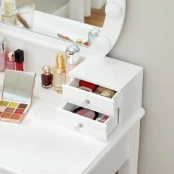 VASAGLE Schminktisch »RDT151W01«, Frisiertisch, Kosmetiktisch, mit 10 dimmbare Glühbirnen, gepolsterter Hocker -Vasagleau Geschaft 7f1af0da a287 435d a40a 77277801fde6