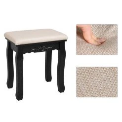 VASAGLE Schminktisch »RDT25WT/BK/K«, Frisiertisch, Kosmetiktisch, mit Spiegel ohne Rahmen, Polsterhocker, Massivholzbeinen Schwarz, Weiß-Natur, Weiß -Vasagleau Geschaft 7f828c3a a52e 43d0 a2f8 3f3309395cf2