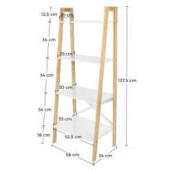 VASAGLE Standregal »LLS200N01 LLS200W01«, Bücherregal, Leiterregal mit 4 Ebenen Natur, Weiß -Vasagleau Geschaft 80d99dd8 3e38 4256 b515 45e32e51a215