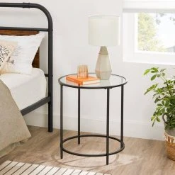 VASAGLE Beistelltisch »LGT20G/020B01«, Beistelltisch rund, kleiner Couchtisch, Glastisch mit Metallgestell, Nachttisch, Sofatisch Gold, Ros&eacute;gold, Schwarz -Vasagleau Geschaft 81e33d46 54fd 495d 95bd ecafec7f8e23