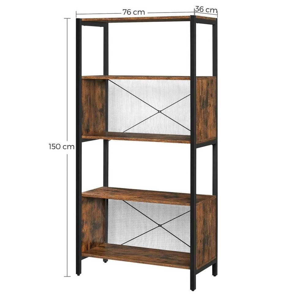 VASAGLE Bücherregal »LBC073B01«, Standregal, 5 Ebenen, Gitter-Rückwand, Wohnzimmer, Schlafzimmer, vintage 10 VASAGLE Bücherregal »LBC073B01«, Standregal, 5 Ebenen, Gitter-Rückwand, Wohnzimmer, Schlafzimmer, vintage – Bild 8