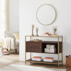 VASAGLE Konsolentisch »LSC016B24«, Beistelltisch, Flurtisch, mit Schiebetür, Schokoladenbraun-Mattgold -Vasagleau Geschaft 8441a5fd c636 451e 81b5 b4db4081fc41