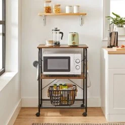 VASAGLE Servierwagen »KKS022B01«, Beistelltisch, Metallregal, Küchenhelfer, mit Rollen, 3 Ablagen, und 6 Haken, Vintage-Look -Vasagleau Geschaft 8626b6dd 1796 418d adeb 88fc56d3a267