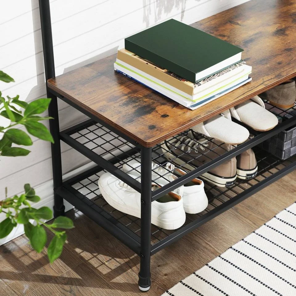 VASAGLE Garderobenständer »HSR47BX«, Kleiderständer mit Sitzbank, vintage 6 VASAGLE Garderobenständer »HSR47BX«, Kleiderständer mit Sitzbank, vintage – Bild 4