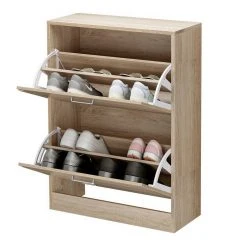 VASAGLE Schuhschrank »LBC602H LBC02WT« Schuhkommode, Trennwände verstellbar und abnehmbar, für 12 Paar Damenschuhe oder 8 Paar Herrenschuhe Eichefarben, Wei&szlig; -Vasagleau Geschaft 8918a405 fe82 4221 b30c 438498a82d9d