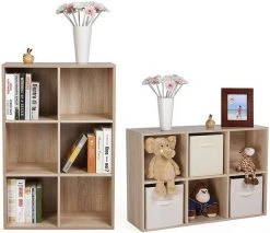 VASAGLE Raumteiler »LBC203 LBC24«, Würfelregal, Bücherschrank, freistehend, als Dekoration, Wohnzimmer, Schlafzimmer, Kinderzimmer Eiche Hell, Weiß, Vintage -Vasagleau Geschaft 89de2342 2aa1 4e0a 8409 b0c00fdefbf0