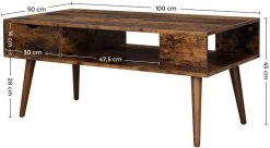 VASAGLE Couchtisch »LCT028X01«, Beistelltisch mit Stauraum, Schublade, offenes Fach, für Wohnzimmer, Esszimmer, 100 x 50 x 45 cm, vintage -Vasagleau Geschaft 8a84baa0 d9bf 40c2 811c 5f110711cd90