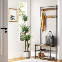 VASAGLE Garderobenständer »HSR41«, Kleiderständer mit Schuhablagen, vintage Grau, Walnussbraun -Vasagleau Geschaft 8d89d784 75de 47b5 b7c6 5e5116a0dc03