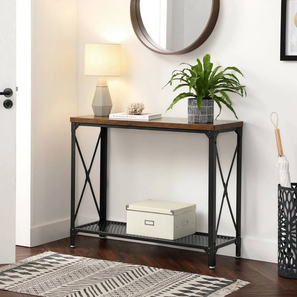 VASAGLE Konsolentisch »LNT088B01 LNT100B01«, Beistelltisch, Flurtisch, Sofatisch, 100 x 35 x 80 cm, für Wohnzimmer, Flur, vintagebraun-schwarz 5 VASAGLE Konsolentisch »LNT088B01 LNT100B01«, Beistelltisch, Flurtisch, Sofatisch, 100 x 35 x 80 cm, für Wohnzimmer, Flur, vintagebraun-schwarz – Bild 3