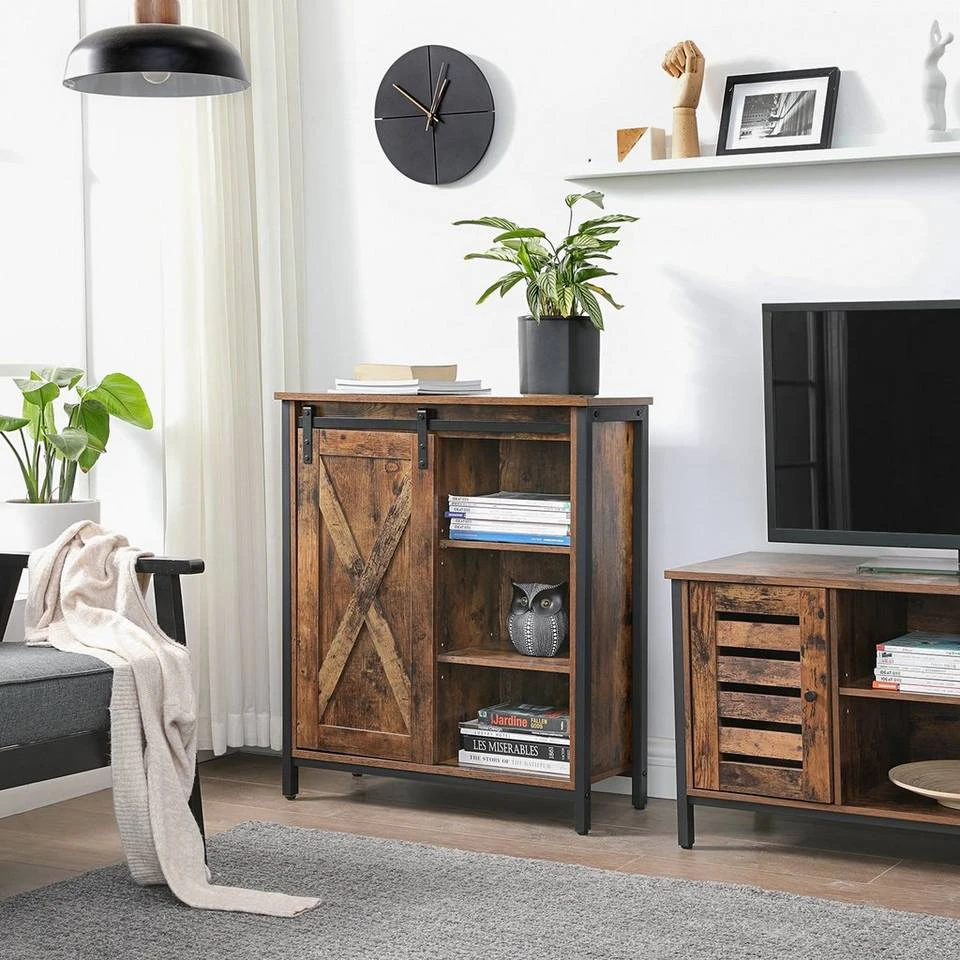 VASAGLE Aktenschrank »LSC88BX« Sideboard mit Schiebetür und verstellbaren Regalebenen, Homeoffice, Flur, Wohnzimmer, 70 x 30 x 80 cm, vintage 4 VASAGLE Aktenschrank »LSC88BX« Sideboard mit Schiebetür und verstellbaren Regalebenen, Homeoffice, Flur, Wohnzimmer, 70 x 30 x 80 cm, vintage – Bild 2