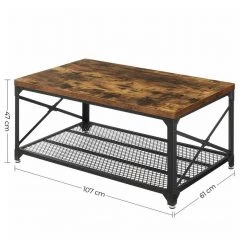 VASAGLE Couchtisch »LCT070B01«, Sofatisch mit Gitterablage, Stahlgestell mit seitlichen X-Streben, bis 50 kg belastbar, stabil, vintage -Vasagleau Geschaft 93046d71 79f4 4515 88cb 1882fd531e12