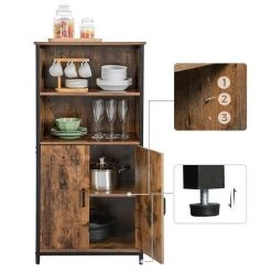 VASAGLE Highboard »LSC66«, Kommode, mit 2 offenen Regalfächern, Holzoptik, Hohe 125 cm, Wohnzimmer, Flur, Büro, vintage -Vasagleau Geschaft 93892c2e af4d 4ca6 965a 96750e0507a4