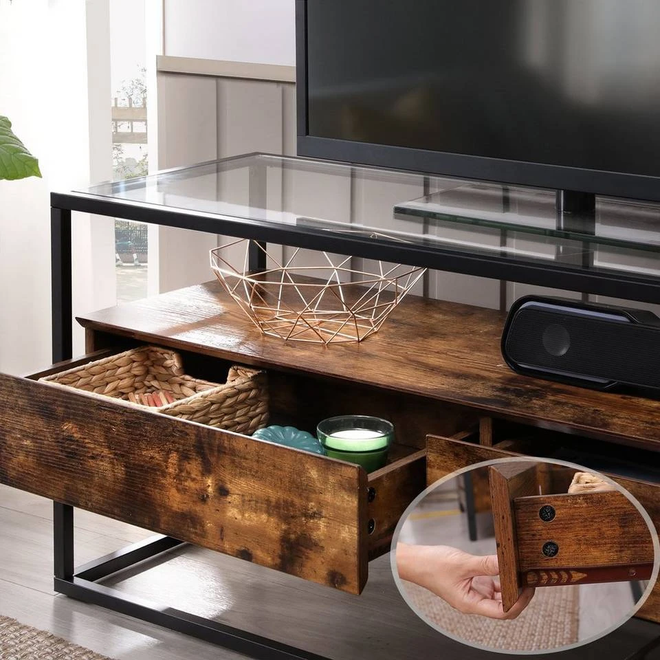 VASAGLE Lowboard »LTV051B01«, TV-Regal, Fernsehtisch, Couchtisch, Glastisch, vintage 7 VASAGLE Lowboard »LTV051B01«, TV-Regal, Fernsehtisch, Couchtisch, Glastisch, vintage – Bild 5